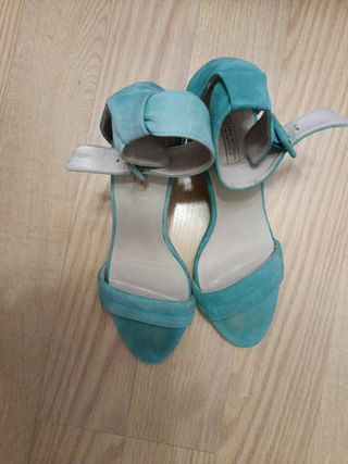 Sandalias Zara tacón 40 turquesa