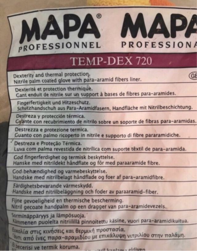 Luvas de proteção profissional. - Tamanho 9