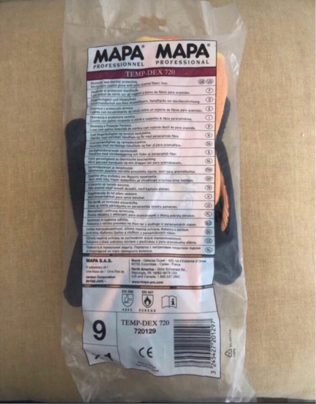 Luvas de proteção profissional. - Tamanho 9