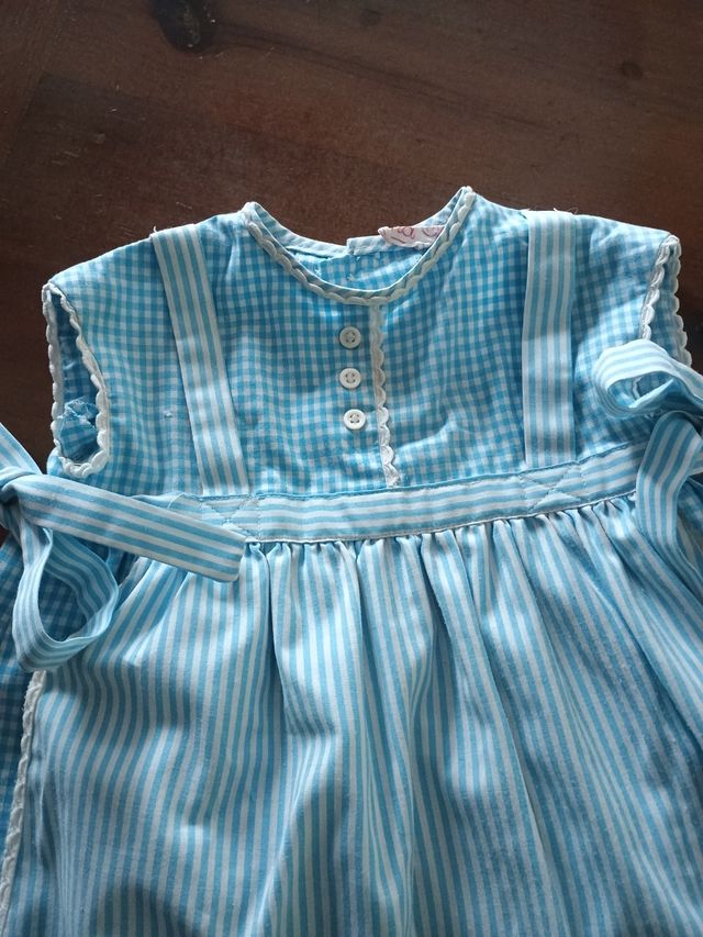 Vestido niña 9 meses - Azul rayado