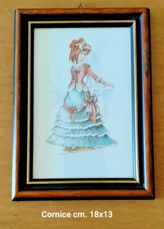 Quadretti vintage: stampe frutta e figura dama 