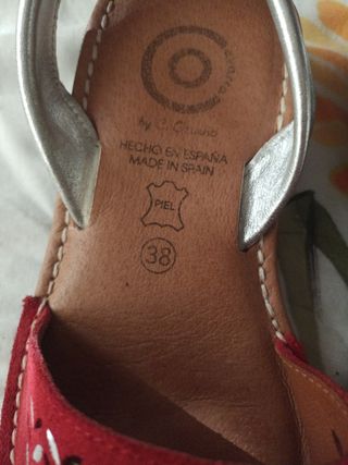 Sandalias Menorquinas Piel Roja Talla 38