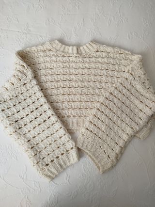 Jersey Oversize de punto calado, color beige