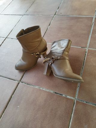 Botines tacón marrón - talla 38