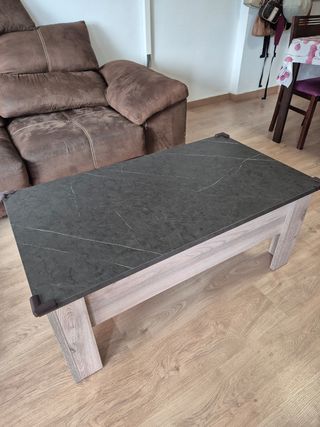 Mesa centro elevable gris-marrón