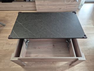Mesa centro elevable gris-marrón