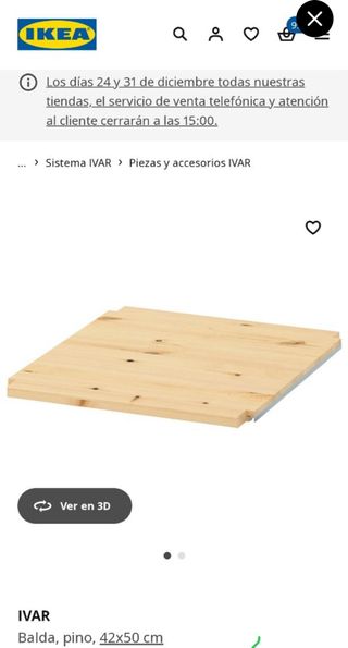 Balda IVAR - Pino, 42x50 cm
de Ikea. 