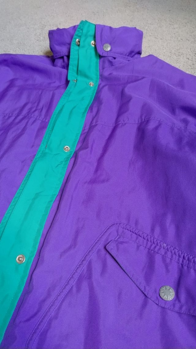 Giacca da sci vintage viola e verde acqua