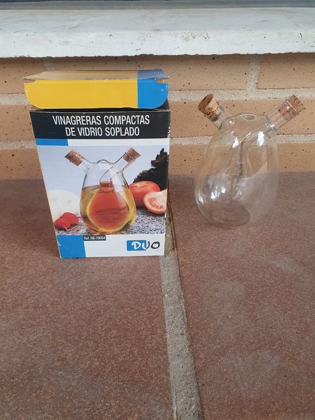 Vinagrera doble vidrio soplado