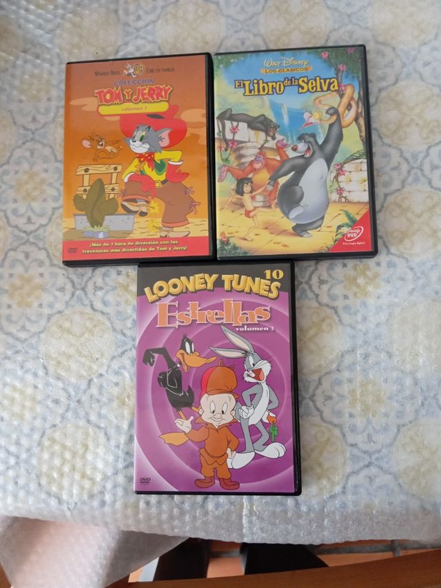 3 DVDs
Looney Tunes, Tom y Jerry, Disney