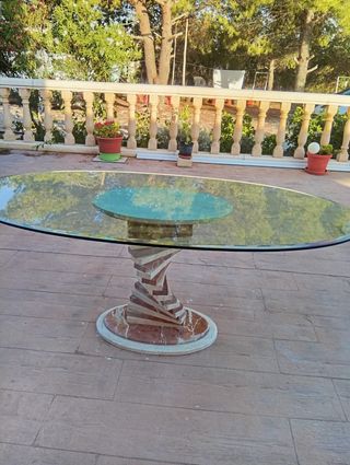 Mesa cristal y mármol de diseño 