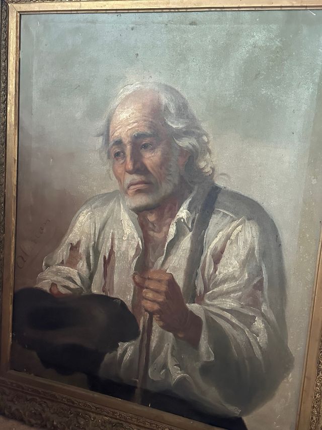 Pintura antigua: anciano, óleo sobre lienzo oferta