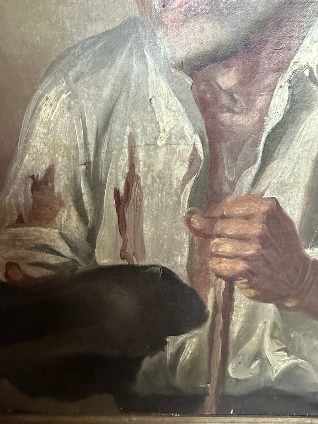 Pintura antigua: anciano, óleo sobre lienzo oferta