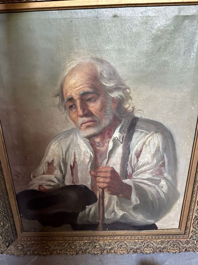Pintura antigua: anciano, óleo sobre lienzo oferta