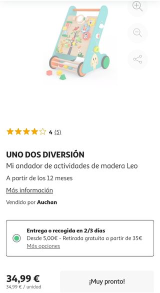 Andador/correpasillos de madera para bebés 