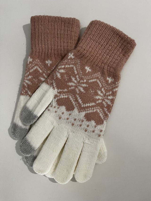 Guantes invierno - Rosa y blanco