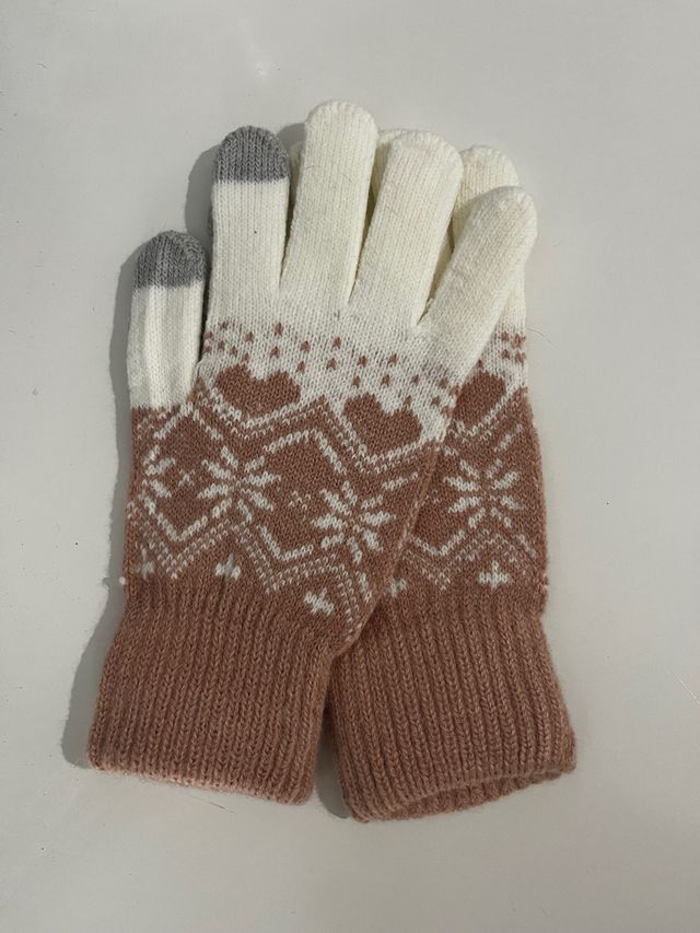 Guantes invierno - Rosa y blanco