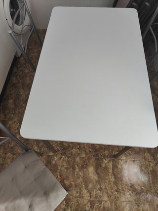 Mesa cocina 4 sillas metal blanco