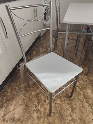 Mesa cocina 4 sillas metal blanco