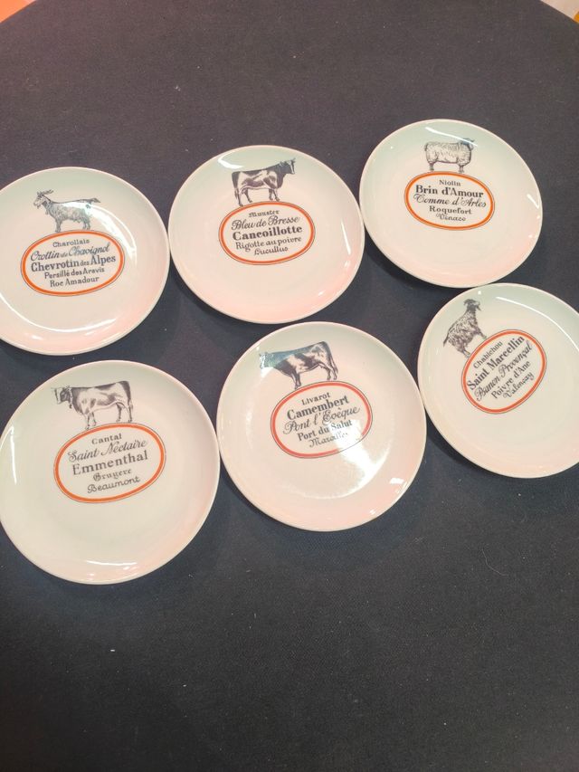 6 Platos quesos Francia - Porcelana