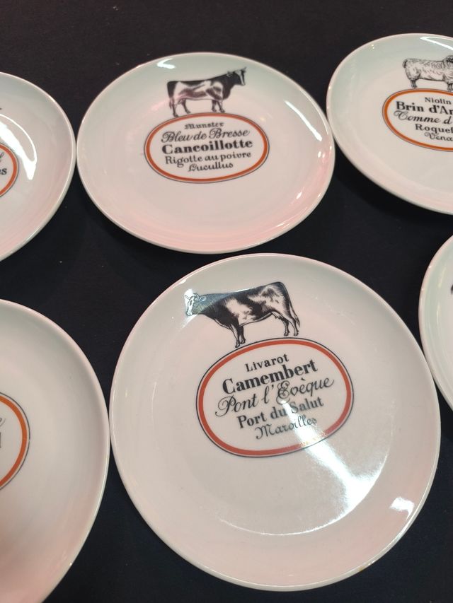 6 Platos quesos Francia - Porcelana