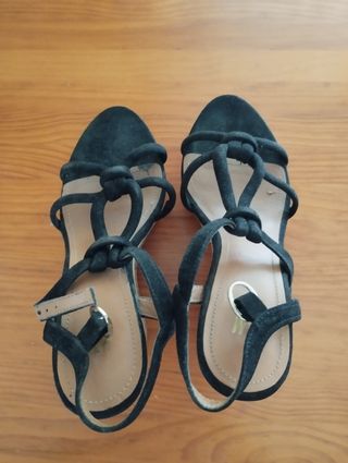 Sandalias negras cuñas corcho