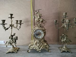 Portacandele e orologio dorati - Metallo