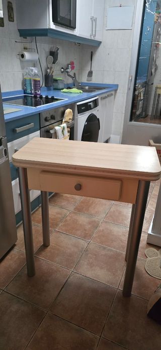 Mesa auxiliar cocina - madera y metal