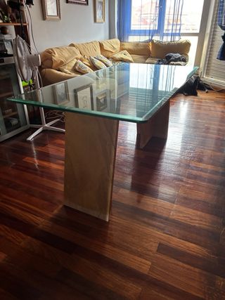 Mesa cristal comedor + mesa baja