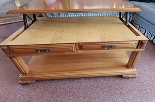 Mesa centro madera antigua, vintage.