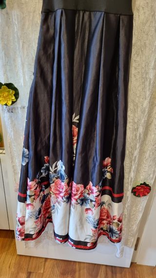 Vestido Fiesta Negro Flores