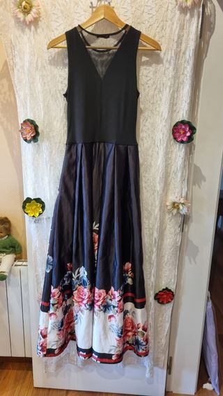 Vestido Fiesta Negro Flores