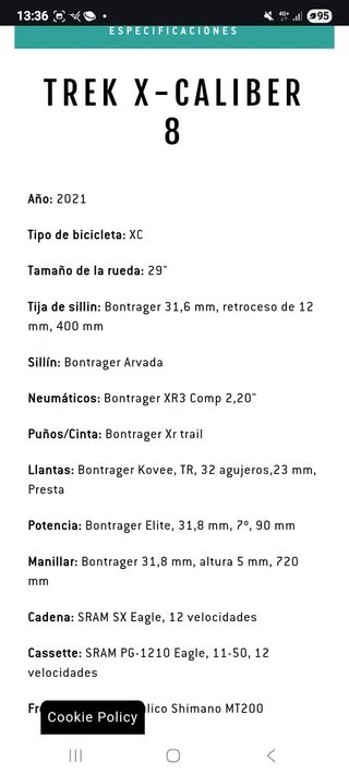 Vendo bici trek caliver x8 talla l rueda 29