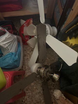 Ventilador techo con lámpara - Marrón-Blanco