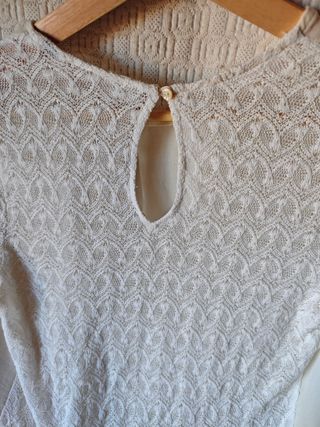 Camisa blanca bordados transparencias talla m
