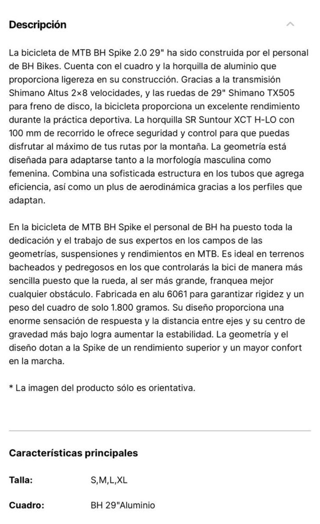 Bicicleta BH aluminio montaña