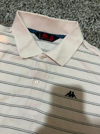 Polo Kappa righe rosa-bianco