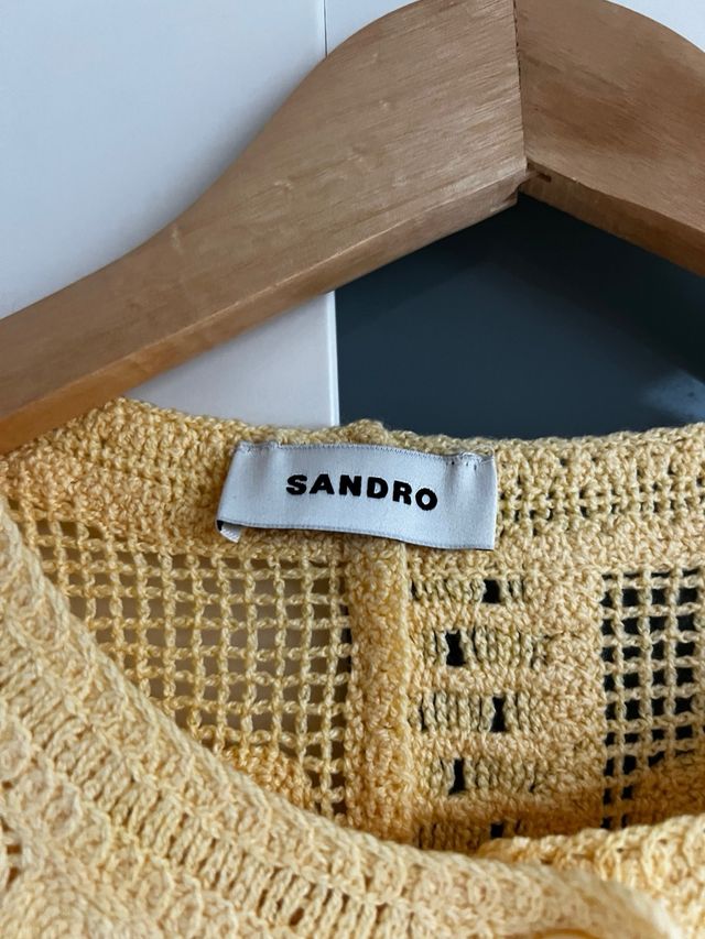 Top Sandro Amarillo Crochet