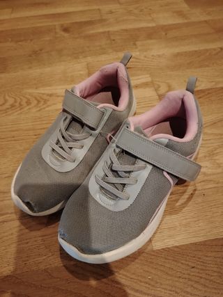 Bambas niña deportivas gris  y rosa 
claro 36
