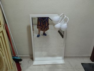 Espejo tocador blanco con luz