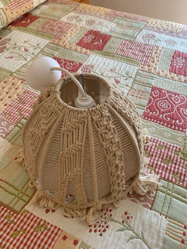 Lámpara techo macramé beige