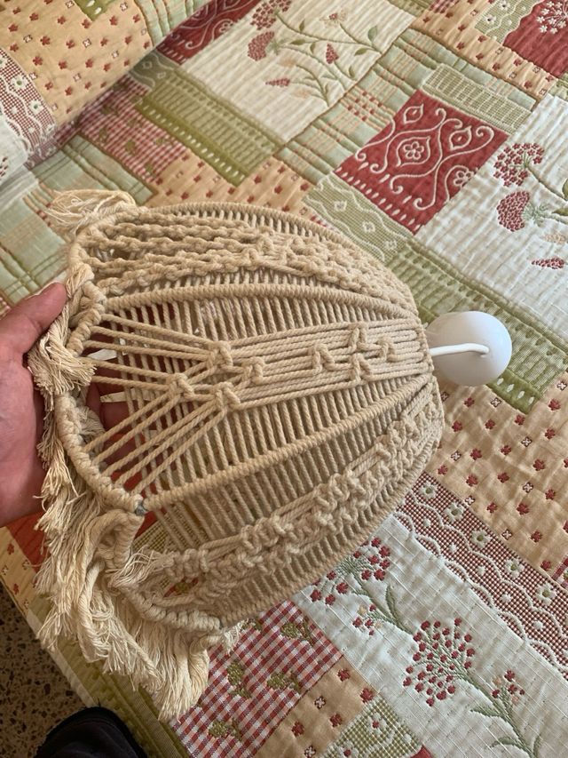 Lámpara techo macramé beige