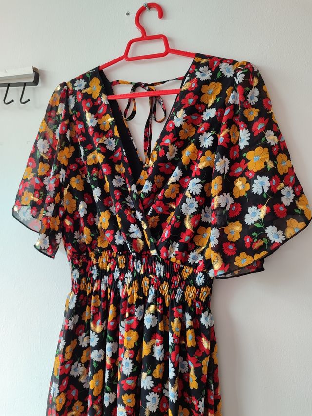 Vestido largo floral multicolor