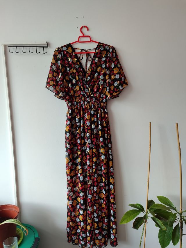 Vestido largo floral multicolor