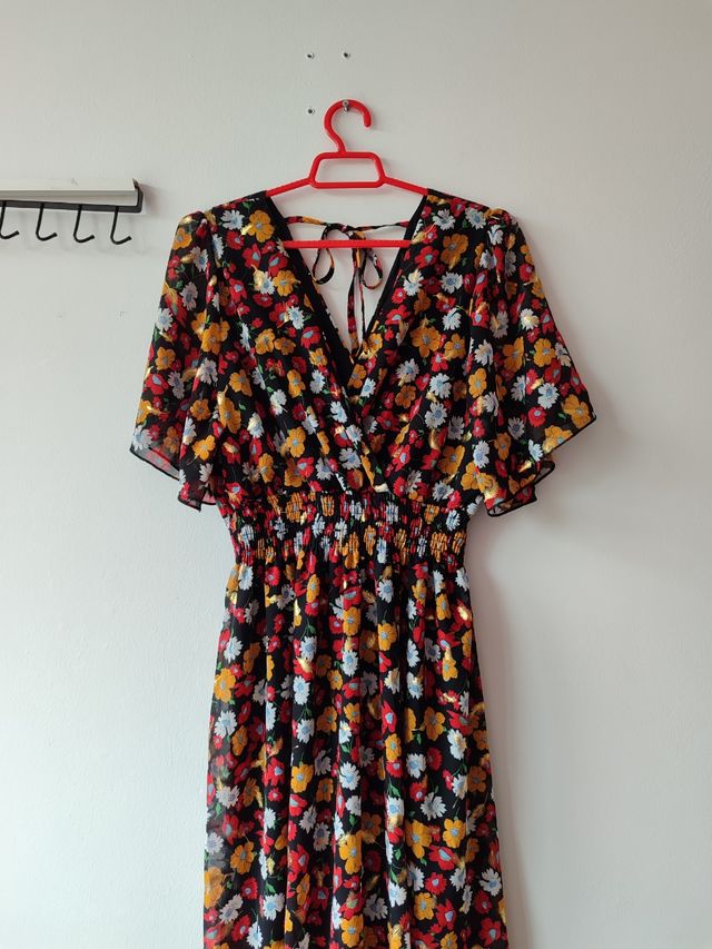 Vestido largo floral multicolor