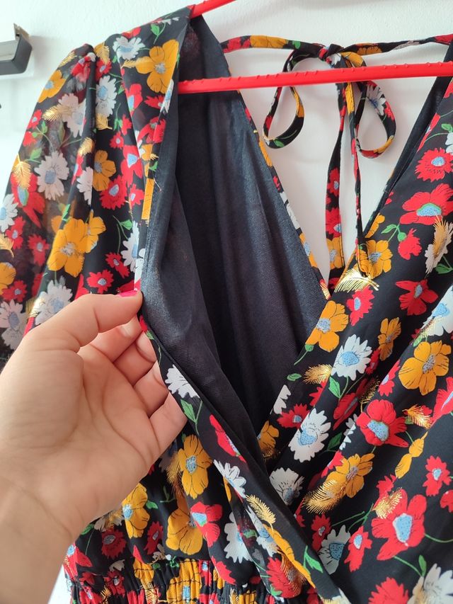 Vestido largo floral multicolor