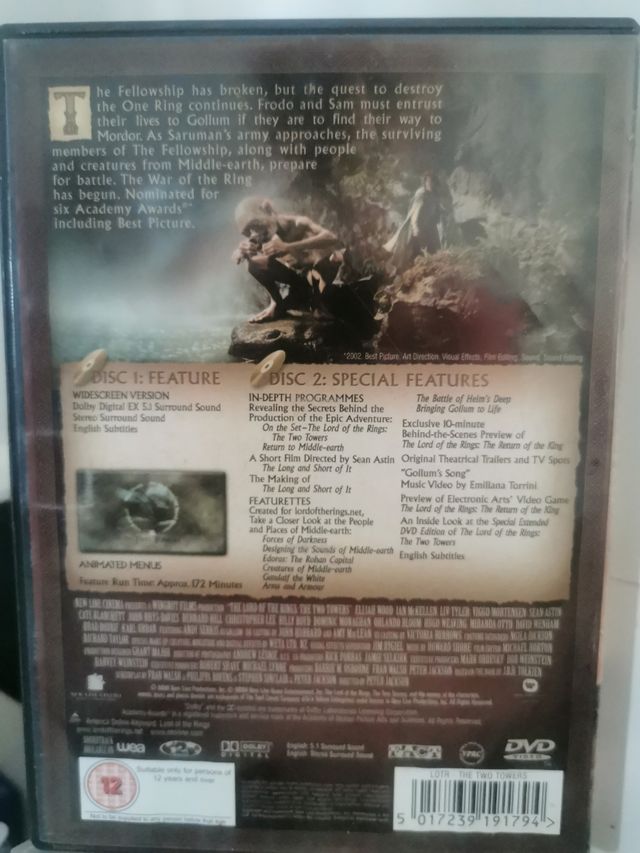DVD El Señor de los Anillos: Las Dos Torres
