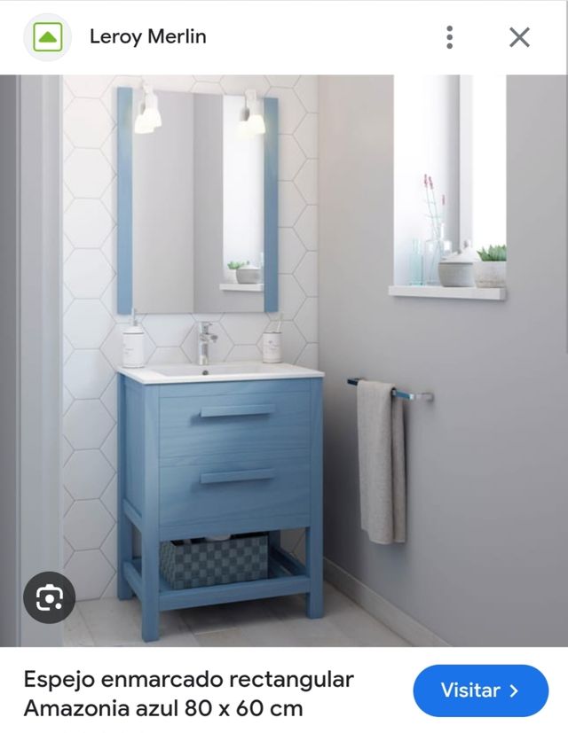 Espejo baño azul con aplique luz