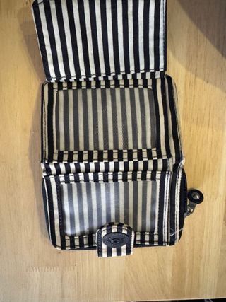 Cartera Kipling rayas beige-negro