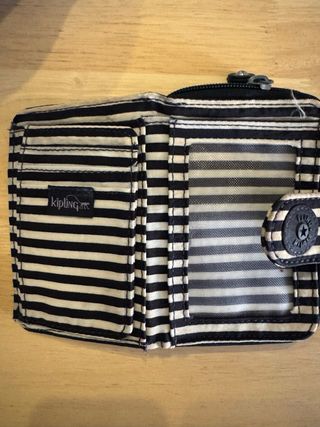 Cartera Kipling rayas beige-negro